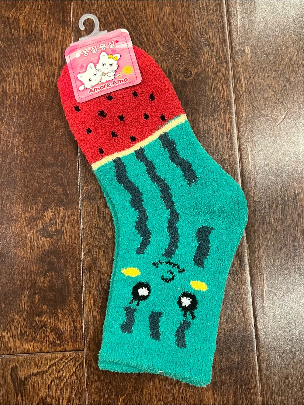Cute Watermelon Fuzzy Socks with Face